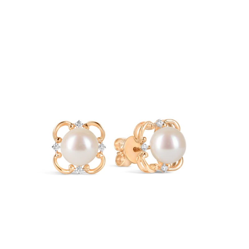 Ava Pearl and Diamond Earrings