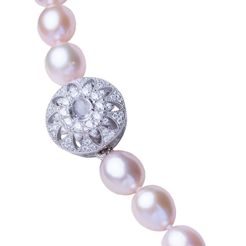 Bella Lavender Oval Pearl Necklace /Moonstone Clasp