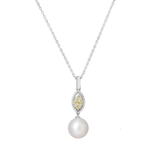 Glory Yellow Diamond and  Pearl Necklace
