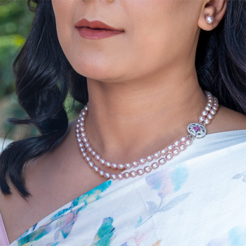 Julie Lavender Double Pearl Necklace