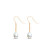 Oval Pearl Drop Earrings (with Diamond)