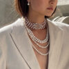 Sheela Diamond Pearl Necklace with Ruby