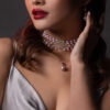 Sheela Diamond Pearl Necklace with Ruby