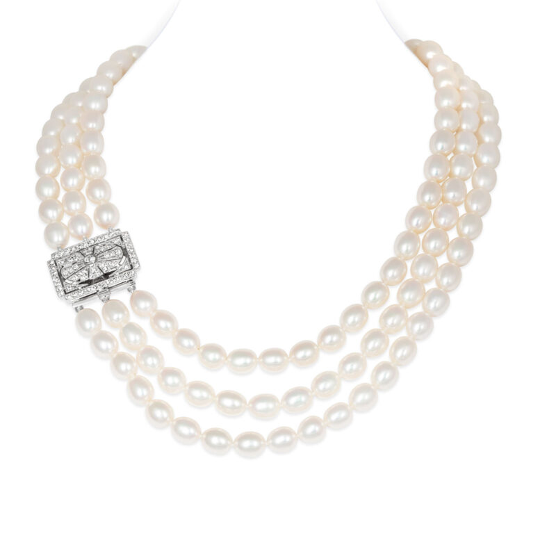 Victoria 3 Strands Oval Pearl Necklace