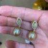Glory Yellow Diamond and Golden South Sea Pearl  Ear Drops